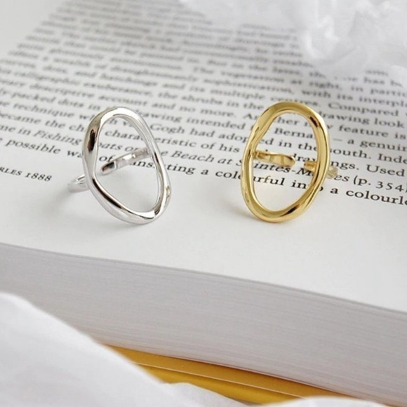 🎉hp🎉 NEW Gold/925 Sterling Silver open Oval Ring - Picture 3 of 13
